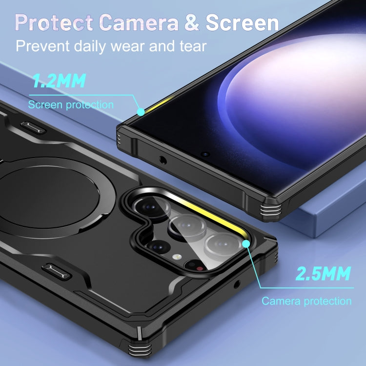 For Samsung Galaxy S23 5G Patronus MagSafe Magnetic Holder Phone Case(Black) - Galaxy S23 5G Cases by PMC TechLife | Online Shopping South Africa | PMC TechLife