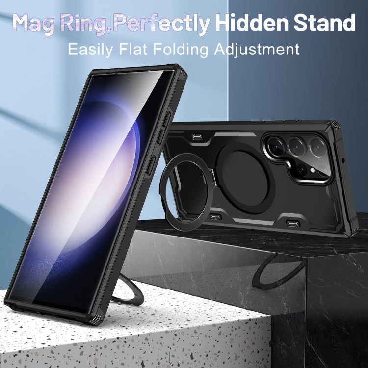 For Samsung Galaxy S23 5G Patronus MagSafe Magnetic Holder Phone Case(Black) - Galaxy S23 5G Cases by PMC TechLife | Online Shopping South Africa | PMC TechLife