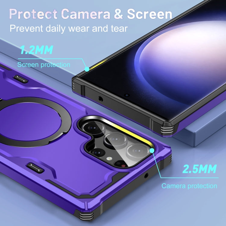 For Samsung Galaxy S23 5G Patronus MagSafe Magnetic Holder Phone Case(Purple) - Galaxy S23 5G Cases by PMC TechLife | Online Shopping South Africa | PMC TechLife