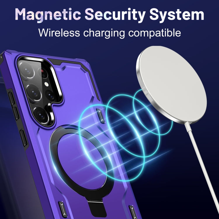For Samsung Galaxy S23 5G Patronus MagSafe Magnetic Holder Phone Case(Purple) - Galaxy S23 5G Cases by PMC TechLife | Online Shopping South Africa | PMC TechLife