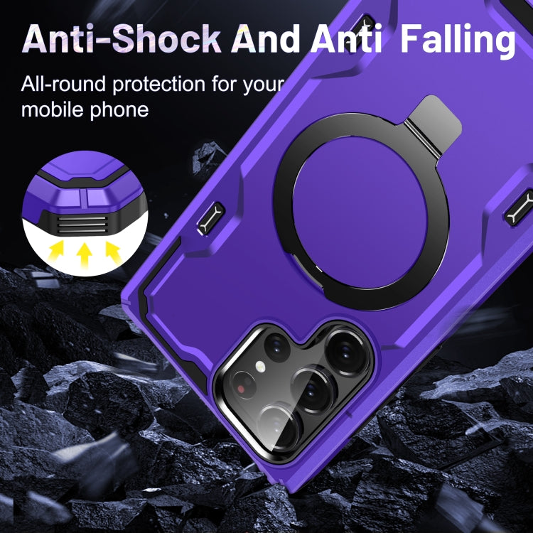 For Samsung Galaxy S23+ 5G Patronus MagSafe Magnetic Holder Phone Case(Purple) - Galaxy S23+ 5G Cases by PMC TechLife | Online Shopping South Africa | PMC TechLife