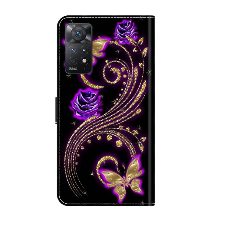 For Xiaomi Redmi Note 11 Pro 5G / 4G Global Crystal 3D Shockproof Protective Leather Phone Case(Purple Flower Butterfly) - free shipping - PMC TechLife - Order now!
