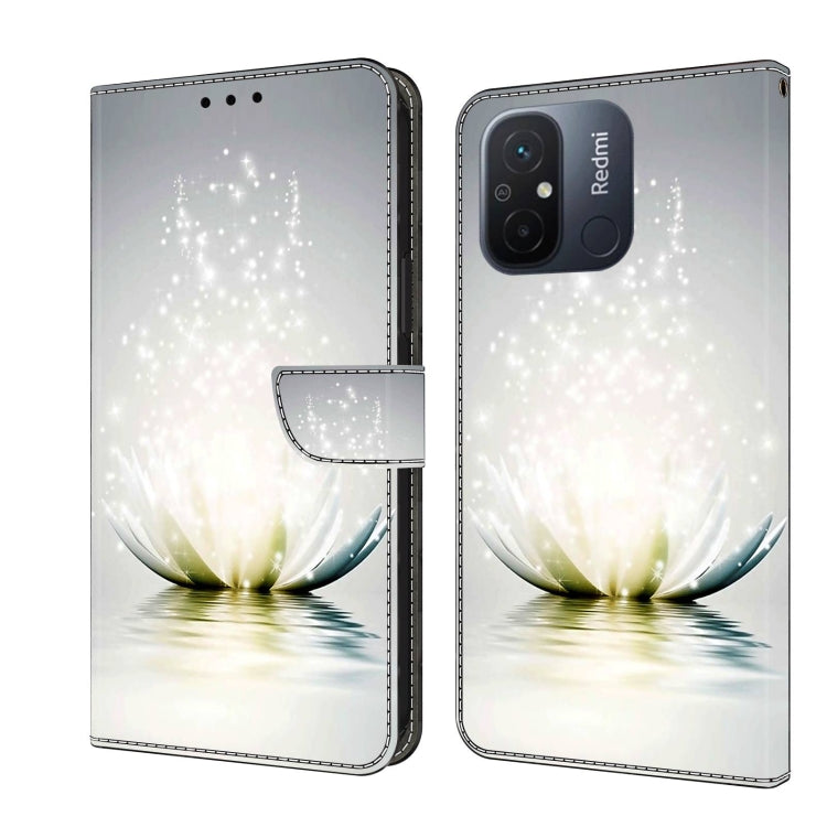 For Xiaomi Redmi 11A 4G / Redmi 12C Global Crystal 3D Shockproof Protective Leather Phone Case(Light Lotus) - free shipping - PMC TechLife - Order now!