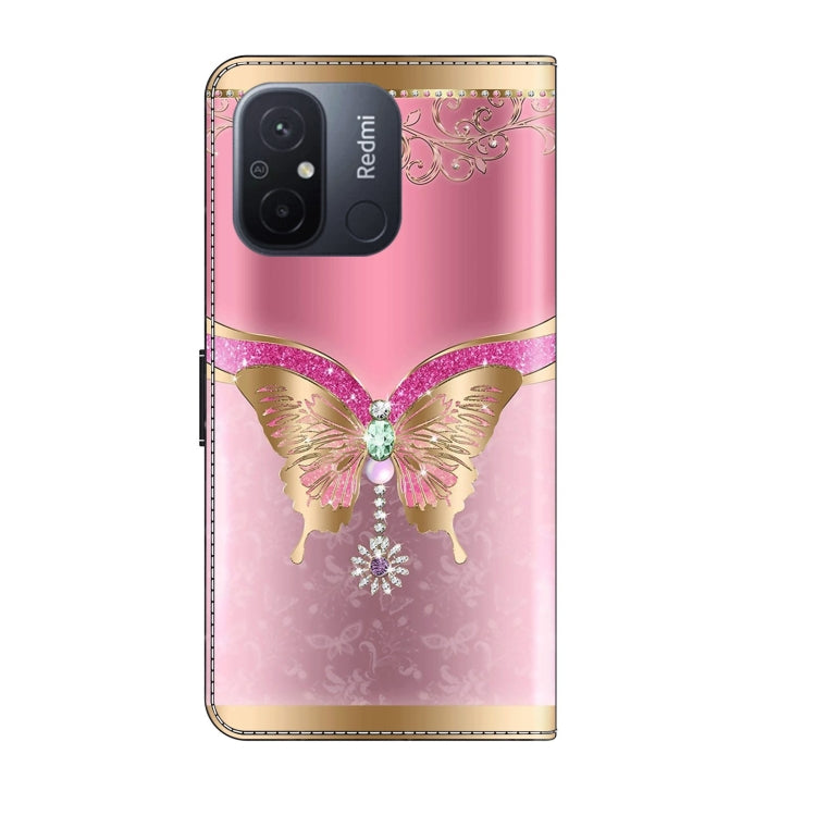 For Xiaomi Redmi 11A 4G / Redmi 12C Global Crystal 3D Shockproof Protective Leather Phone Case(Pink Bottom Butterfly) - free shipping - PMC TechLife - Order now!