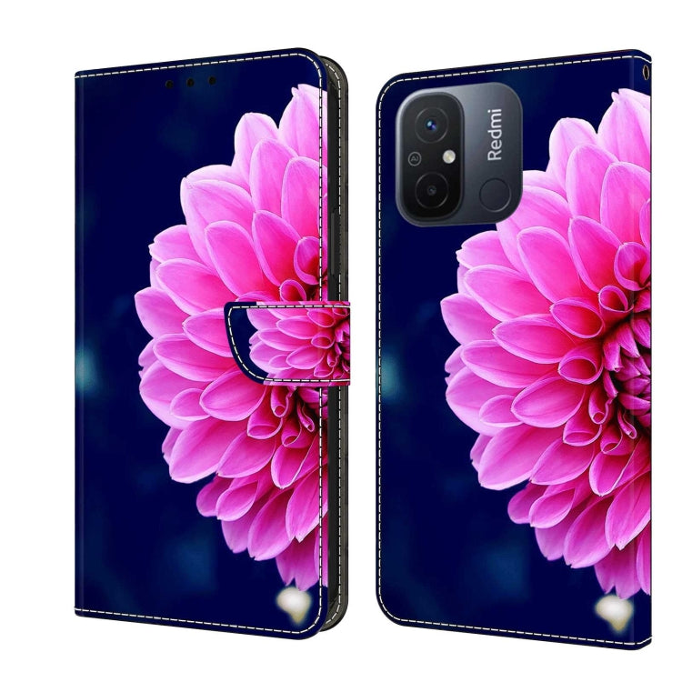For Xiaomi Redmi 11A 4G / Redmi 12C Global Crystal 3D Shockproof Protective Leather Phone Case(Pink Petals) - free shipping - PMC TechLife - Order now!