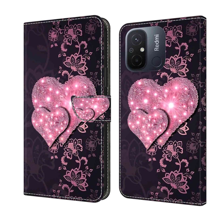 For Xiaomi Redmi 11A 4G / Redmi 12C Global Crystal 3D Shockproof Protective Leather Phone Case(Lace Love) - free shipping - PMC TechLife - Order now!