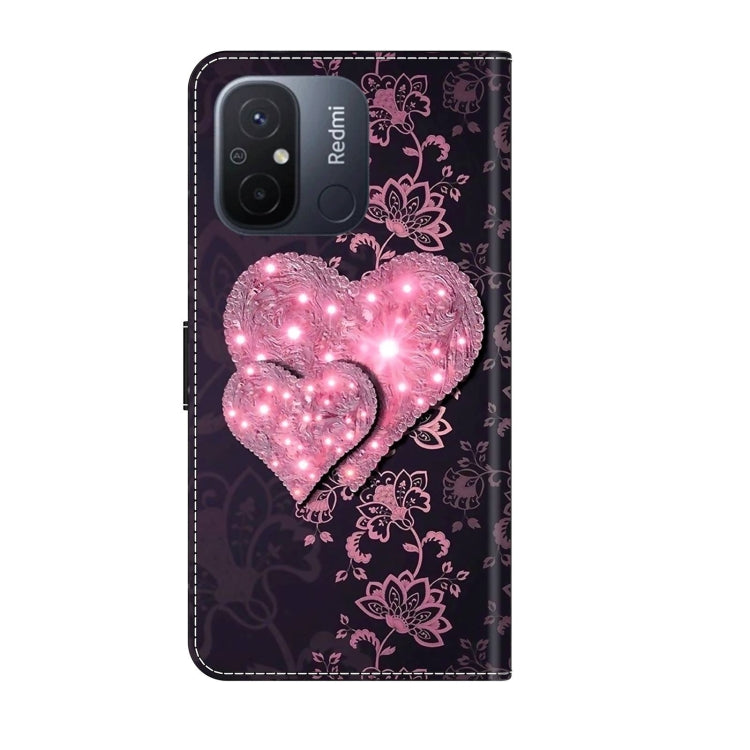 For Xiaomi Redmi 11A 4G / Redmi 12C Global Crystal 3D Shockproof Protective Leather Phone Case(Lace Love) - free shipping - PMC TechLife - Order now!
