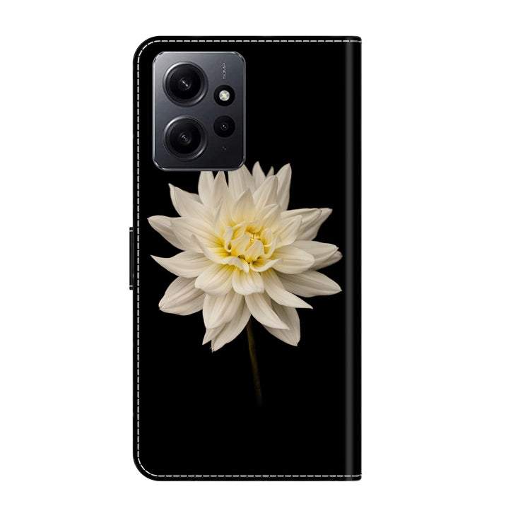 For Xiaomi Redmi Note 12 4G Crystal 3D Shockproof Protective Leather Phone Case(White Flower) - free shipping - PMC TechLife - Order now!