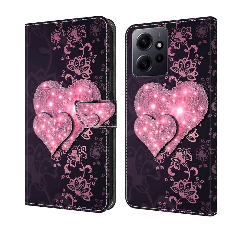 For Xiaomi Redmi Note 12 4G Crystal 3D Shockproof Protective Leather Phone Case(Lace Love) - free shipping - PMC TechLife - Order now!