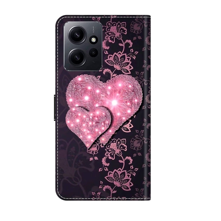 For Xiaomi Redmi Note 12 4G Crystal 3D Shockproof Protective Leather Phone Case(Lace Love) - free shipping - PMC TechLife - Order now!