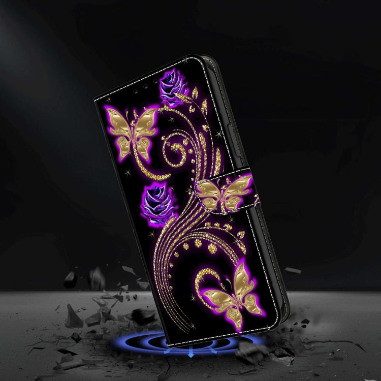 For Xiaomi Redmi Note 12 5G Global / Poco X5 Crystal 3D Shockproof Protective Leather Phone Case(Purple Flower Butterfly) - free shipping - PMC TechLife - Order now!