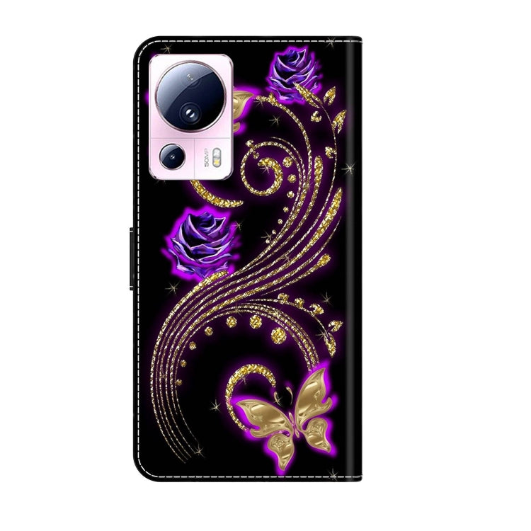 For Xiaomi 13 Lite Crystal 3D Shockproof Protective Leather Phone Case(Purple Flower Butterfly) - free shipping - PMC TechLife - Order now!