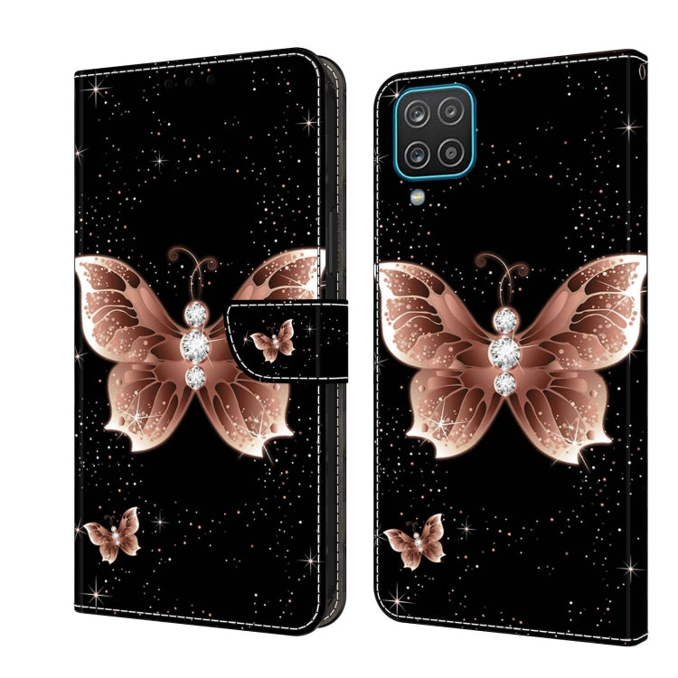 For Samsung Galaxy A12 4G / 5G Crystal 3D Shockproof Protective Leather Phone Case(Pink Diamond Butterfly) - free shipping - PMC TechLife - Order now!