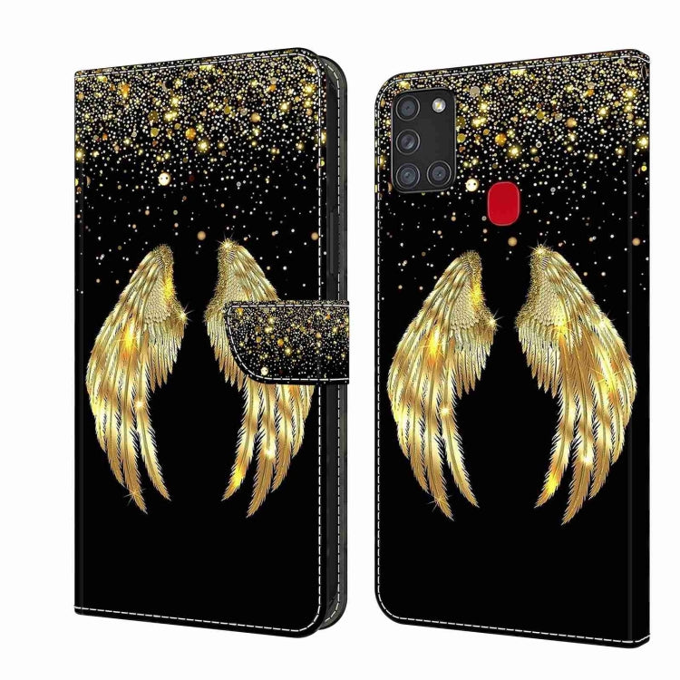 For Samsung Galaxy A21s Crystal 3D Shockproof Protective Leather Phone Case(Golden Wings) - free shipping - PMC TechLife - Order now!