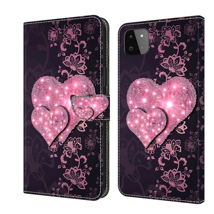 For Samsung Galaxy A22 5G Crystal 3D Shockproof Protective Leather Phone Case(Lace Love) - free shipping - PMC TechLife - Order now!