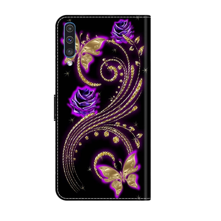 For Samsung Galaxy A50 Crystal 3D Shockproof Protective Leather Phone Case(Purple Flower Butterfly) - free shipping - PMC TechLife - Order now!