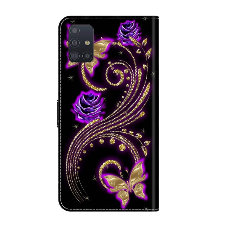 For Samsung Galaxy A51 4G Crystal 3D Shockproof Protective Leather Phone Case(Purple Flower Butterfly) - free shipping - PMC TechLife - Order now!