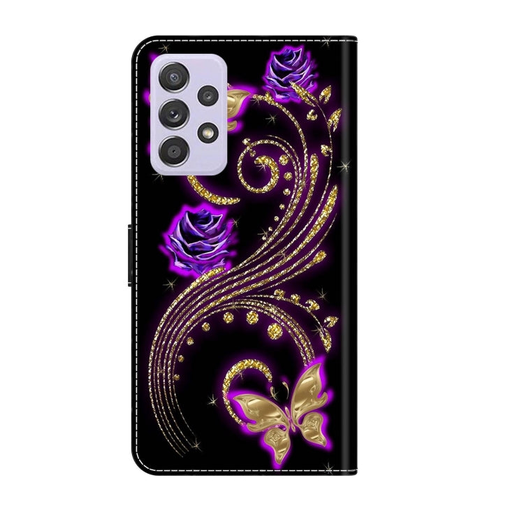 For Samsung Galaxy A52 / A52s 5G Crystal 3D Shockproof Protective Leather Phone Case(Purple Flower Butterfly) - free shipping - PMC TechLife - Order now!