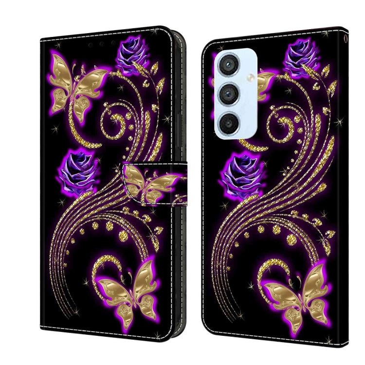 For Samsung Galaxy A54 5G Crystal 3D Shockproof Protective Leather Phone Case(Purple Flower Butterfly) - free shipping - PMC TechLife - Order now!