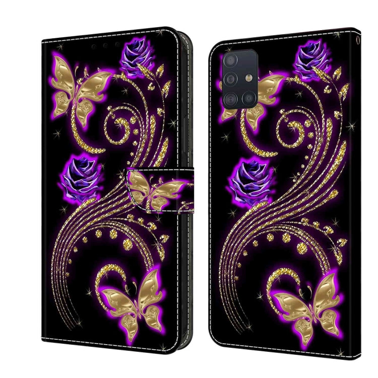 For Samsung Galaxy A71 4G Crystal 3D Shockproof Protective Leather Phone Case(Purple Flower Butterfly) - free shipping - PMC TechLife - Order now!