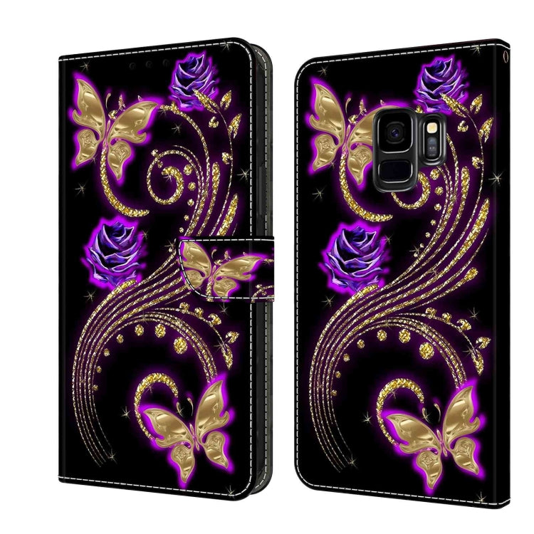 For Samsung Galaxy S9 Crystal 3D Shockproof Protective Leather Phone Case(Purple Flower Butterfly) - free shipping - PMC TechLife - Order now!