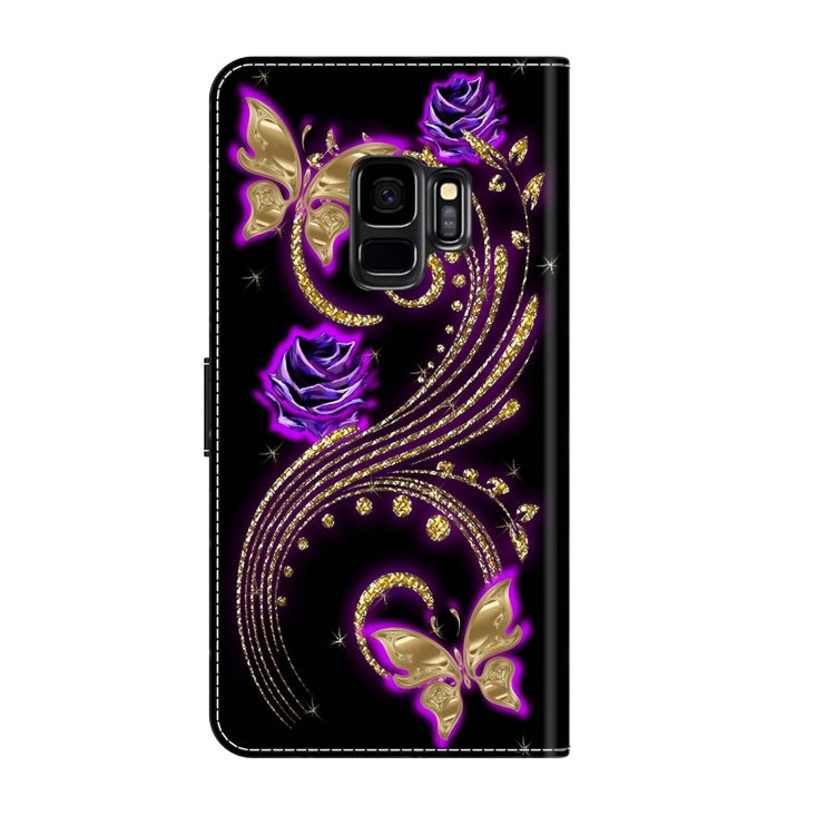 For Samsung Galaxy S9 Crystal 3D Shockproof Protective Leather Phone Case(Purple Flower Butterfly) - free shipping - PMC TechLife - Order now!