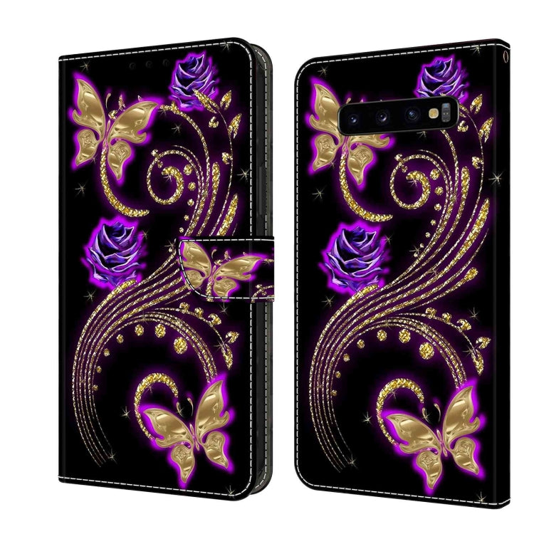 For Samsung Galaxy S10+ Crystal 3D Shockproof Protective Leather Phone Case(Purple Flower Butterfly) - free shipping - PMC TechLife - Order now!