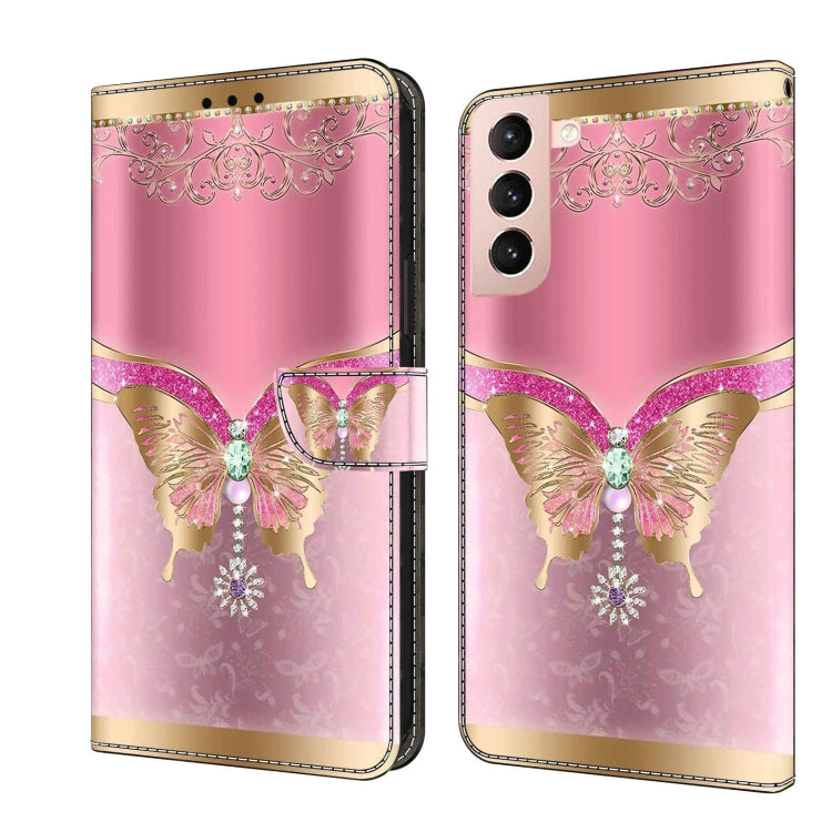 For Samsung Galaxy S21 Crystal 3D Shockproof Protective Leather Phone Case(Pink Bottom Butterfly) - free shipping - PMC TechLife - Order now!