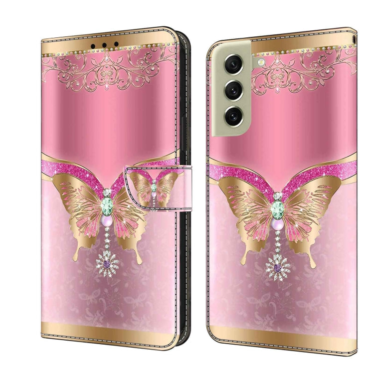 For Samsung Galaxy S21 FE 5G Crystal 3D Shockproof Protective Leather Phone Case(Pink Bottom Butterfly) - free shipping - PMC TechLife - Order now!