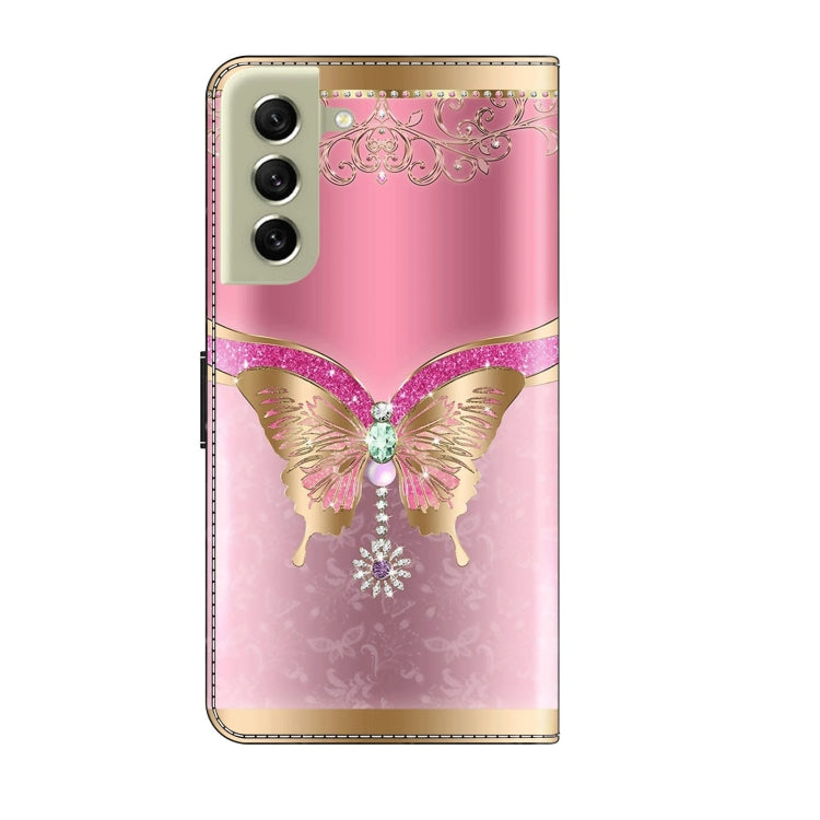For Samsung Galaxy S21 FE 5G Crystal 3D Shockproof Protective Leather Phone Case(Pink Bottom Butterfly) - free shipping - PMC TechLife - Order now!