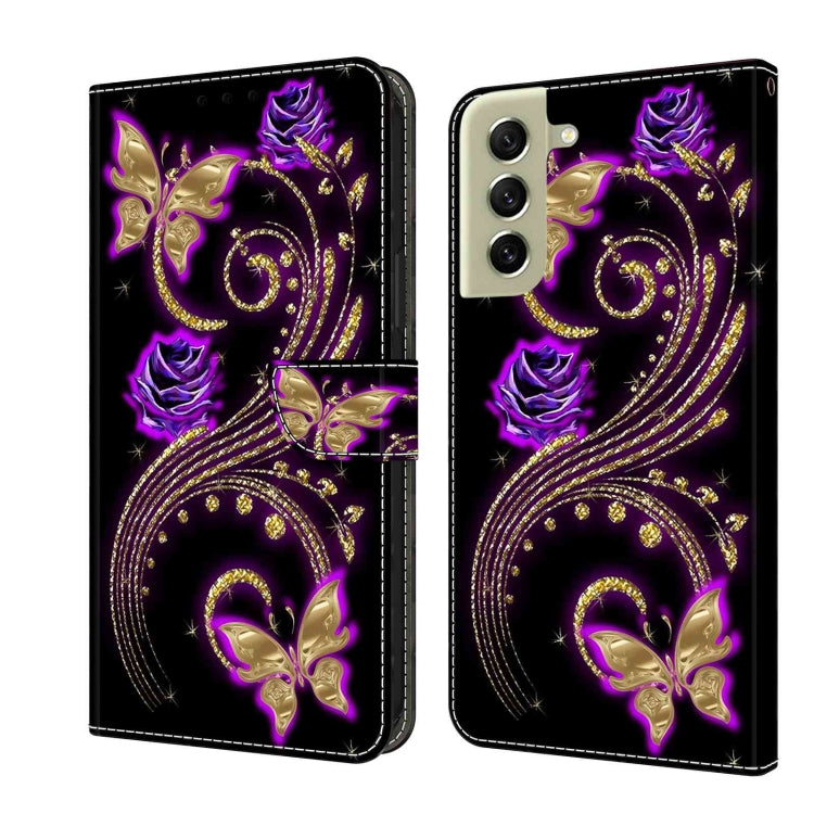For Samsung Galaxy S21 FE 5G Crystal 3D Shockproof Protective Leather Phone Case(Purple Flower Butterfly) - free shipping - PMC TechLife - Order now!