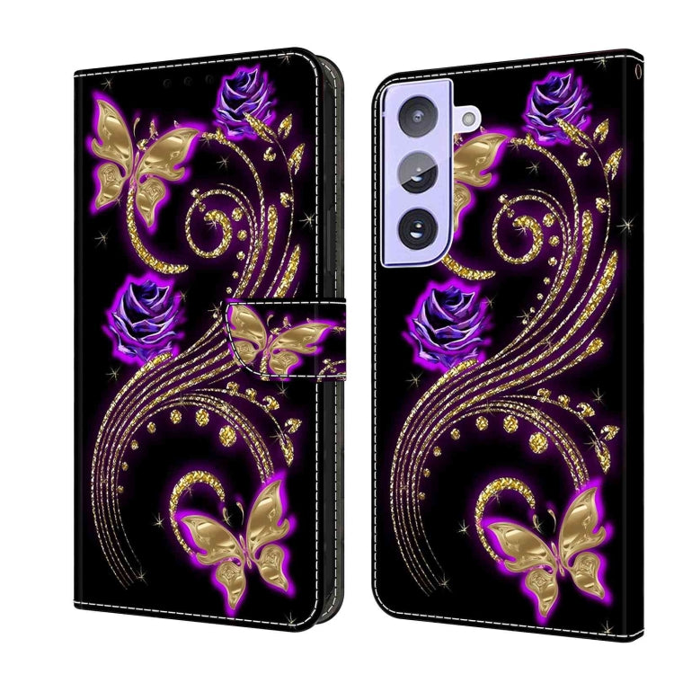 For Samsung Galaxy S21+ Crystal 3D Shockproof Protective Leather Phone Case(Purple Flower Butterfly) - free shipping - PMC TechLife - Order now!