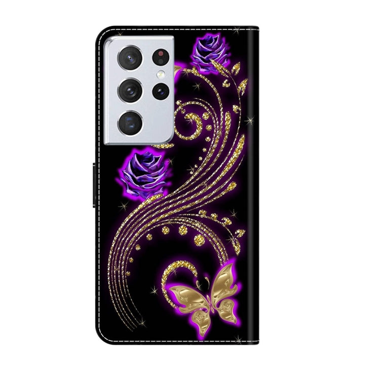 For Samsung Galaxy S21 Ultra Crystal 3D Shockproof Protective Leather Phone Case(Purple Flower Butterfly) - free shipping - PMC TechLife - Order now!