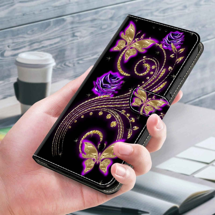 For Samsung Galaxy S22 Ultra Crystal 3D Shockproof Protective Leather Phone Case(Purple Flower Butterfly) - free shipping - PMC TechLife - Order now!