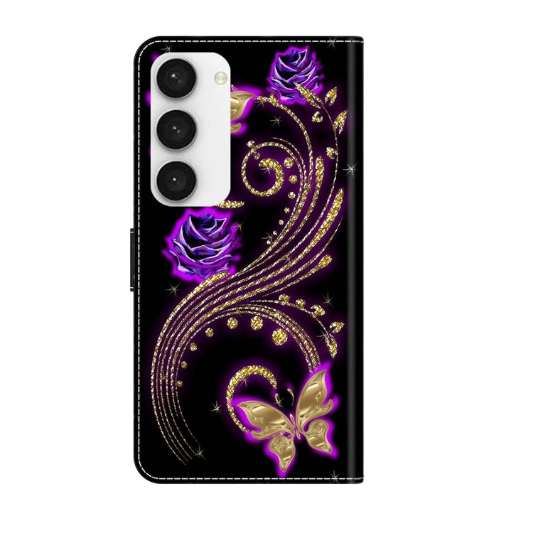 For Samsung Galaxy S23 Crystal 3D Shockproof Protective Leather Phone Case(Purple Flower Butterfly) - free shipping - PMC TechLife - Order now!