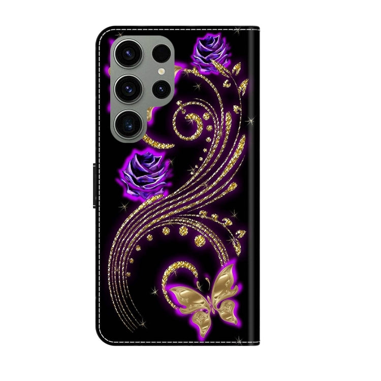 For Samsung Galaxy S23 Ultra Crystal 3D Shockproof Protective Leather Phone Case(Purple Flower Butterfly) - free shipping - PMC TechLife - Order now!