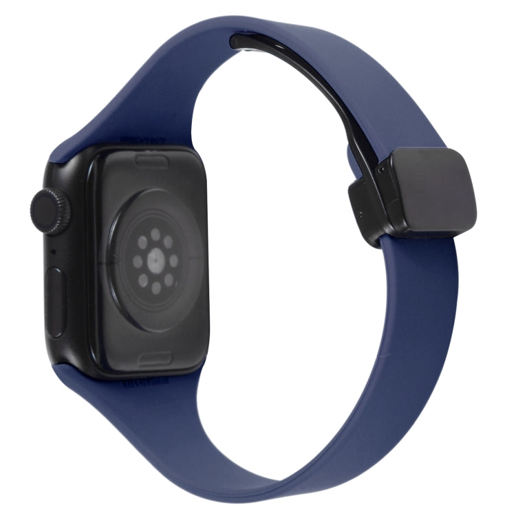 For Apple Watch Ultra 49mm Magnetic Buckle Slim Silicone Watch Band(Midnight Blue) - Watch Bands by PMC TechLife | Online Shopping South Africa | PMC TechLife