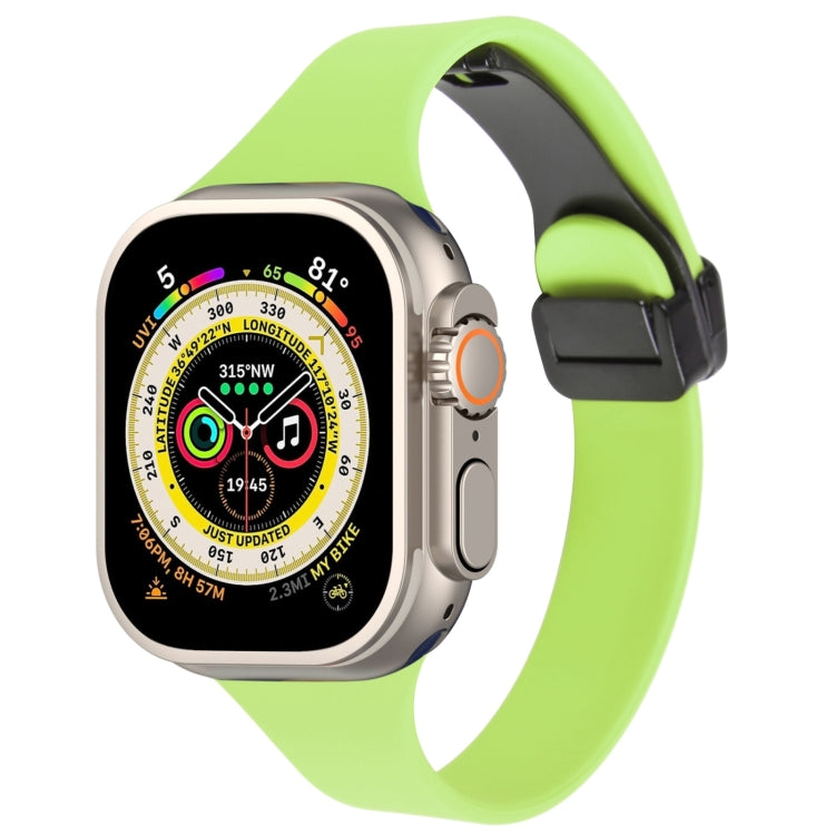 For Apple Watch Ultra 49mm Magnetic Buckle Slim Silicone Watch Band(Green) - Watch Bands by PMC TechLife | Online Shopping South Africa | PMC TechLife