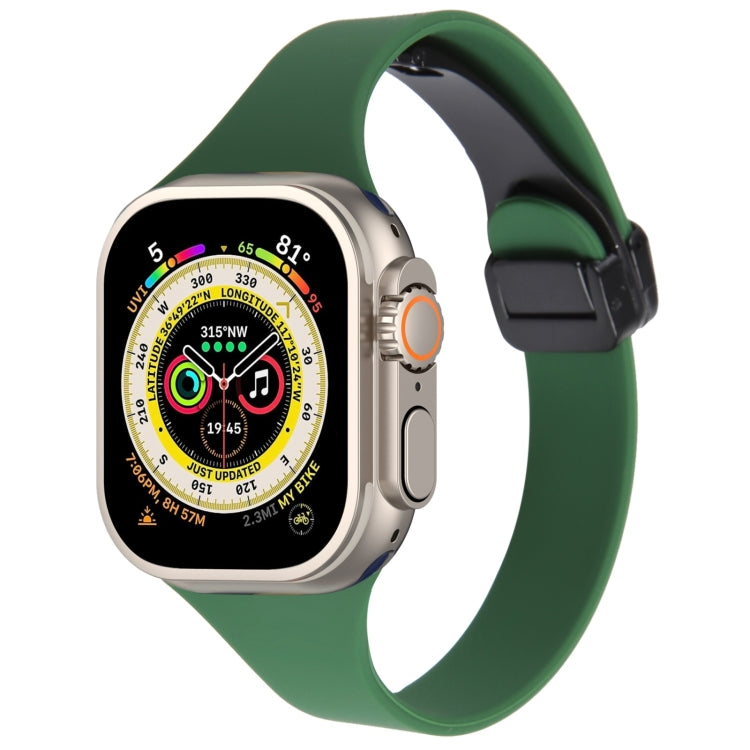 For Apple Watch Ultra 49mm Magnetic Buckle Slim Silicone Watch Band(Alfalfa Grass) - Watch Bands by PMC TechLife | Online Shopping South Africa | PMC TechLife