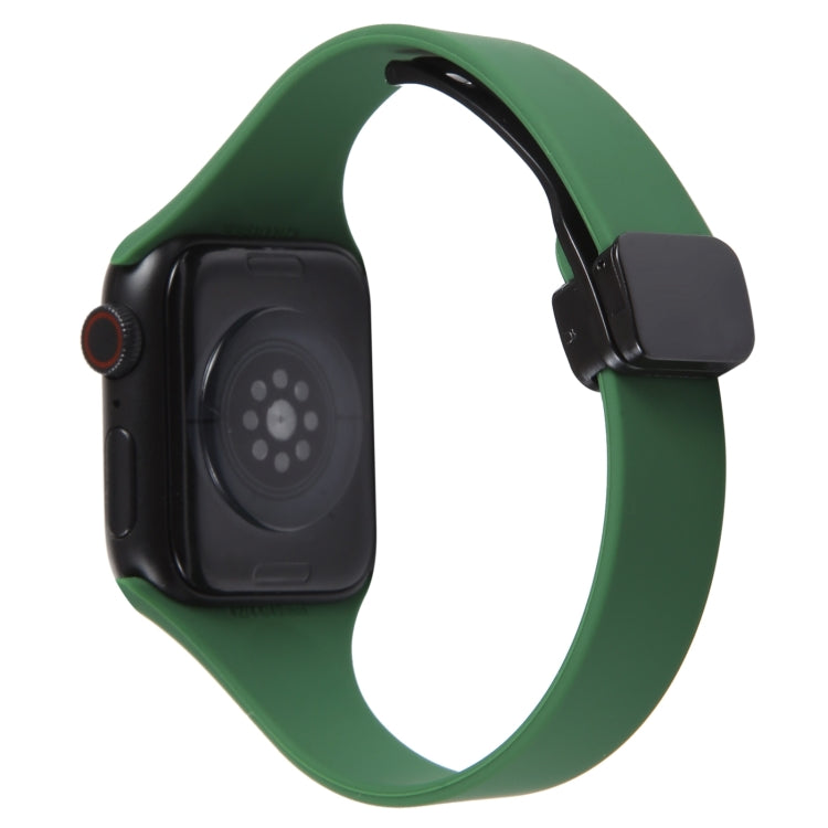 For Apple Watch Ultra 49mm Magnetic Buckle Slim Silicone Watch Band(Alfalfa Grass) - Watch Bands by PMC TechLife | Online Shopping South Africa | PMC TechLife