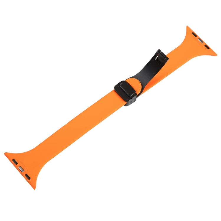 For Apple Watch 8 41mm Magnetic Buckle Slim Silicone Watch Band(Orange) - Watch Bands by PMC TechLife | Online Shopping South Africa | PMC TechLife