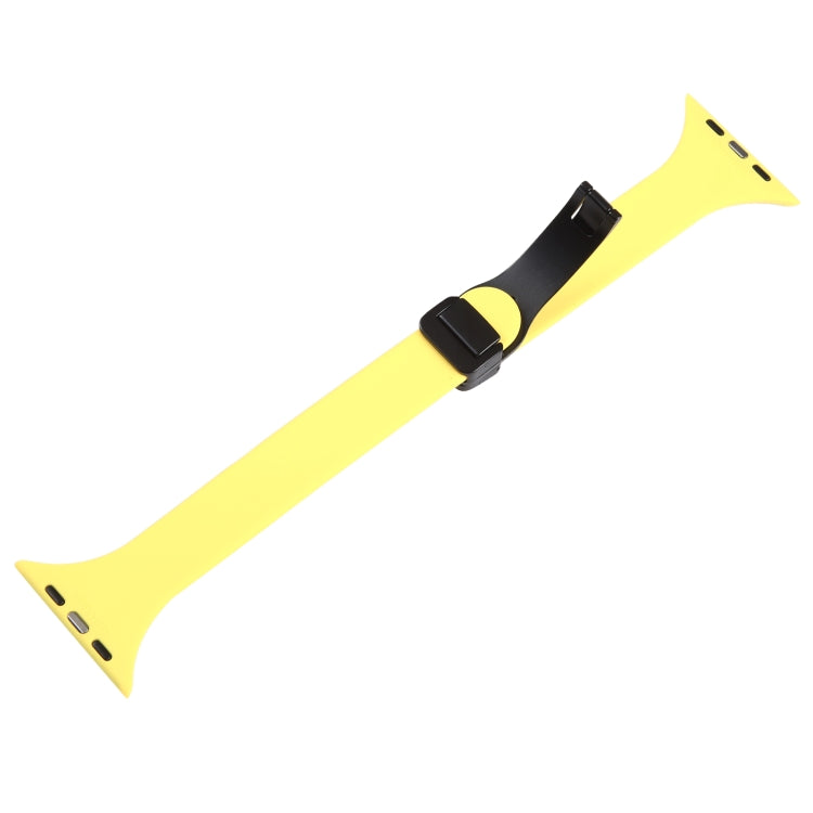 For Apple Watch 8 41mm Magnetic Buckle Slim Silicone Watch Band(Light Yellow) - Watch Bands by PMC TechLife | Online Shopping South Africa | PMC TechLife
