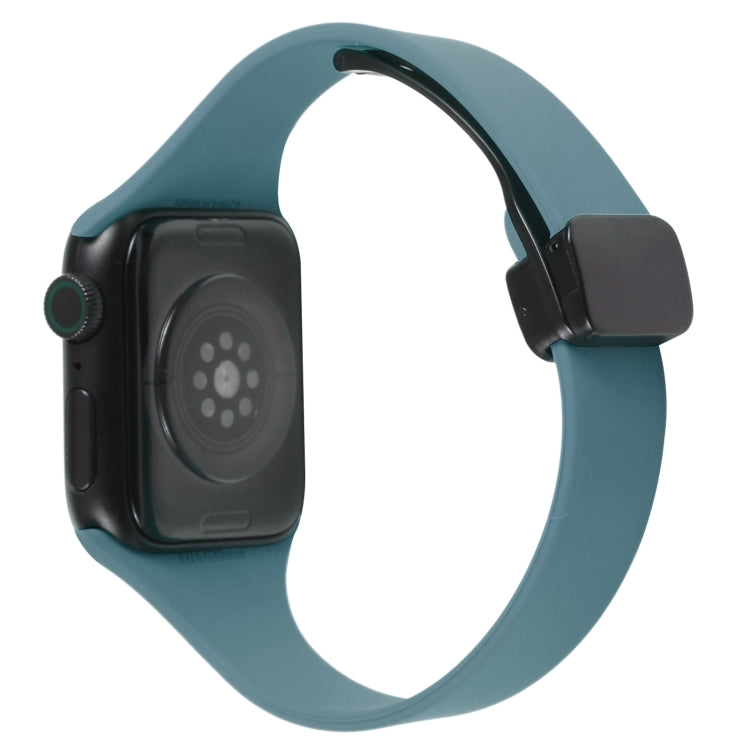 For Apple Watch 8 41mm Magnetic Buckle Slim Silicone Watch Band(Light Green) - Watch Bands by PMC TechLife | Online Shopping South Africa | PMC TechLife