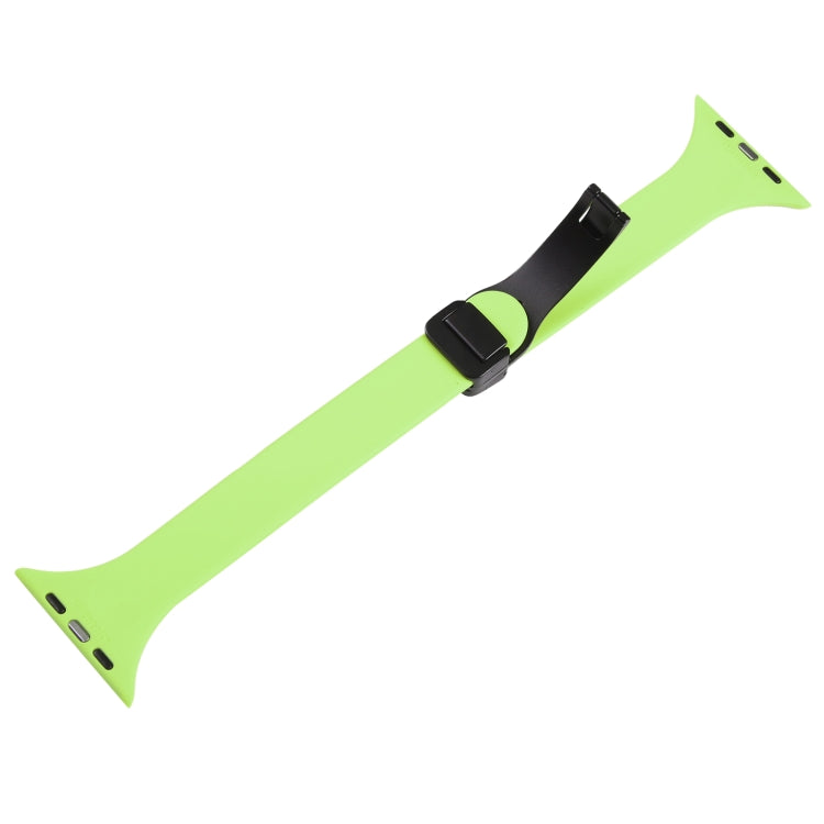 For Apple Watch 8 45mm  Magnetic Buckle Slim Silicone Watch Band(Green) - Watch Bands by PMC TechLife | Online Shopping South Africa | PMC TechLife