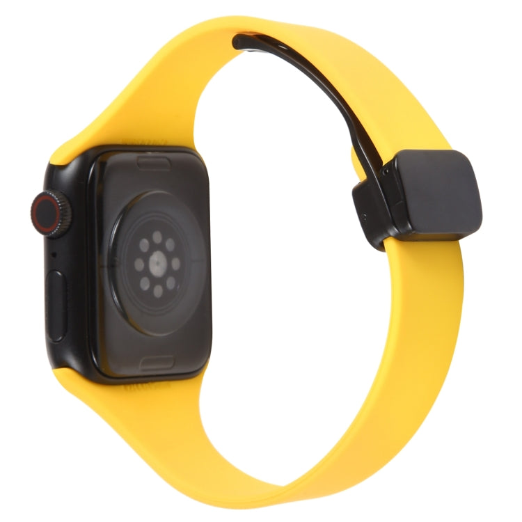 For Apple Watch SE 2022 40mm Magnetic Buckle Slim Silicone Watch Band(Yellow) - Watch Bands by PMC TechLife | Online Shopping South Africa | PMC TechLife