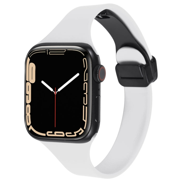 For Apple Watch SE 2022 40mm Magnetic Buckle Slim Silicone Watch Band(White) - Watch Bands by PMC TechLife | Online Shopping South Africa | PMC TechLife