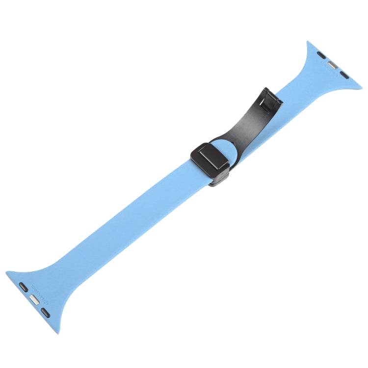 For Apple Watch SE 2022 40mm Magnetic Buckle Slim Silicone Watch Band(Light Blue) - Watch Bands by PMC TechLife | Online Shopping South Africa | PMC TechLife