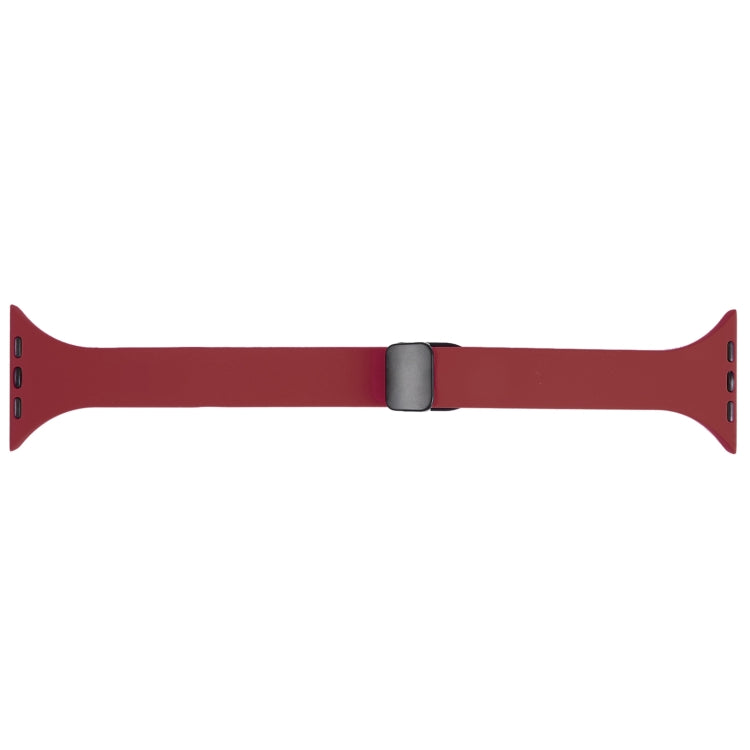 For Apple Watch SE 2022 44mm Magnetic Buckle Slim Silicone Watch Band(Wine Red) - Watch Bands by PMC TechLife | Online Shopping South Africa | PMC TechLife