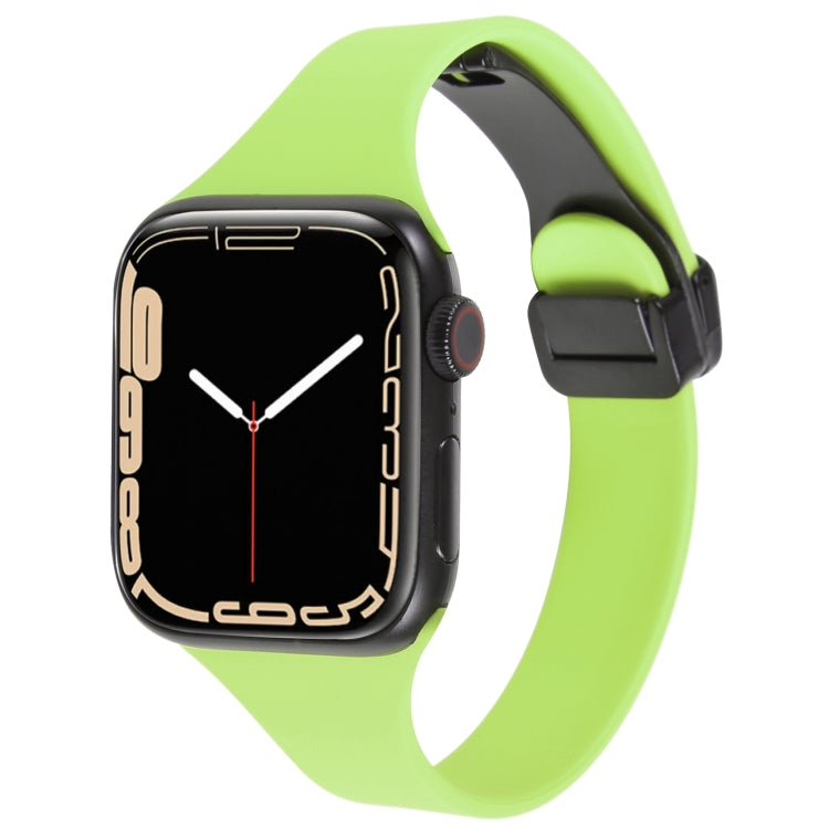 For Apple Watch SE 2022 44mm Magnetic Buckle Slim Silicone Watch Band(Green) - Watch Bands by PMC TechLife | Online Shopping South Africa | PMC TechLife