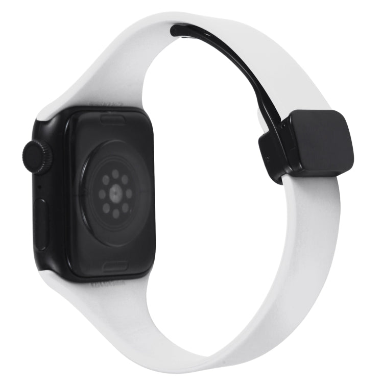 For Apple Watch SE 2022 44mm Magnetic Buckle Slim Silicone Watch Band(White) - Watch Bands by PMC TechLife | Online Shopping South Africa | PMC TechLife